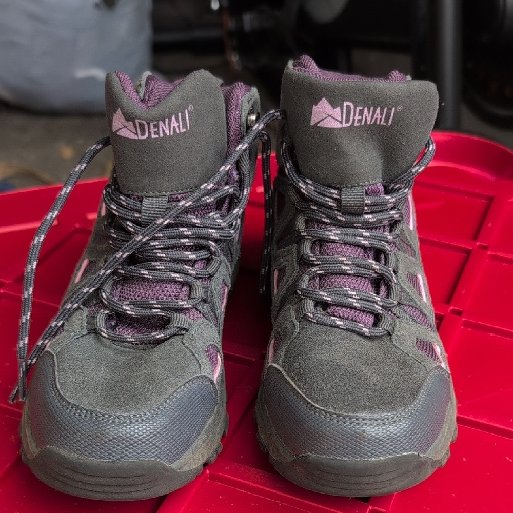 Denali Kids Gray and Purple Trail Boots
